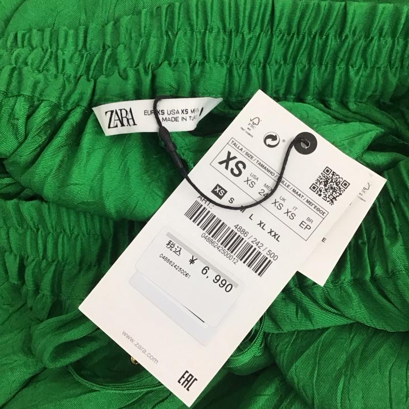 ザラ ZARA スカート ロングスカート 4886 242 500 ギャザースカート タグ付き XS 無地 緑 / グリーン /  レディース USED 古着 中古 10112334