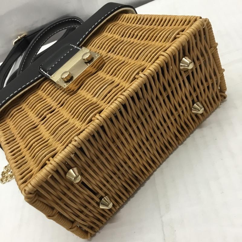 ザラ ZARA ハンドバッグ ハンドバッグ 6357 711 202 カゴ ショルダー 2WAY 無地 黒 / ブラック / X ベージュ / ベージュ /  レディース USED 古着 中古 10117638