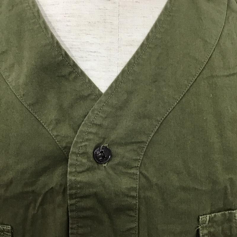 チャムス CHUMS シャツ、ブラウス 半袖 CH02-1054 ノーカラーシャツ L ワンポイント カーキ / カーキ /  メンズ USED 古着 中古 10108178