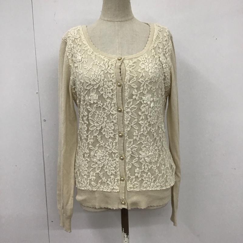 ルゥデルゥ Rew de Rew アンサンブルニット 長袖 半袖ニット 長袖カーディガン パール レース M  ベージュ / ベージュ /  レディース USED 古着 中古 10116763