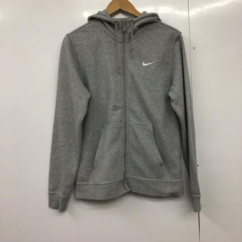 ナイキ NIKE パーカー 長袖 ジップアップパーカー 長袖パーカー カジュアルジャケット L ロゴ、文字 灰 / グレー /  メンズ USED 古着 中古 10141650