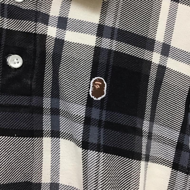 アベイシングエイプ A BATHING APE ポロシャツ 半袖 チェック S ワンポイント 灰 / グレー / X 白 / ホワイト /  レディース USED 古着 中古 10138688