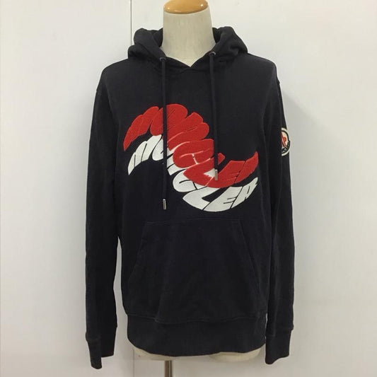 モンクレール MONCLER パーカー 長袖 長袖パーカー フード付きパーカー プリントスウェット トレーナー L ロゴ、文字 紺 / ネイビー /  メンズ USED 古着 中古 10110387