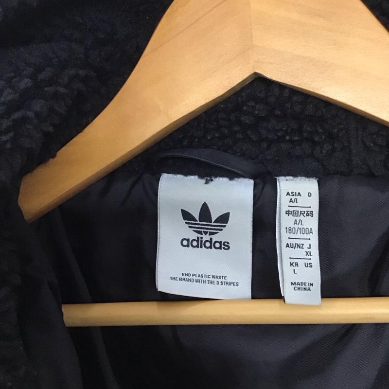 アディダス adidas ジャケット、上着 ジャケット、ブレザー a6a001 ポリエステルジャケット ジップアップジャケット スタンドカラー XL ロゴ、文字 黒 / ブラック /  メンズ USED 古着 中古 10132833