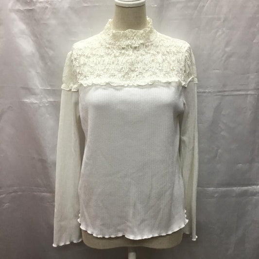 マジェスティックレゴン MAJESTIC LEGON カットソー 長袖 1085010711 シャーリングレースリブトップス M レース柄 オフホワイト / オフホワイト /  レディース USED 古着 中古 10107321