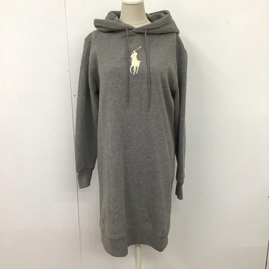 ポロラルフローレン POLO RALPH LAUREN ワンピース ひざ丈スカート パーカー 裏起毛 長袖 S ワンポイント 灰 / グレー /  レディース USED 古着 中古 10116147