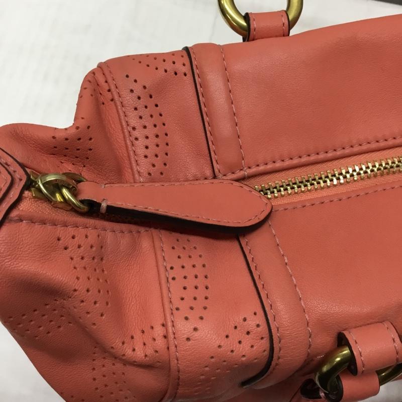 コーチ COACH ハンドバッグ ハンドバッグ F23245 オプアート レザー 2WAY ショルダー パンチング ロゴ、文字 桃 / ピンク /  レディース USED 古着 中古 10120741