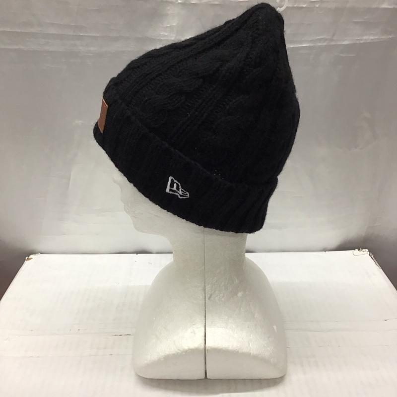 ニューエラ NEW ERA 帽子 ニット帽 13327792 ローゲージ カフニット レザーパッチ ロゴ、文字 黒 / ブラック /  メンズ USED 古着 中古 10115675