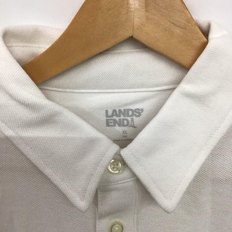 ランズエンド LAND S END ポロシャツ 半袖 半袖ポロシャツ カラーシャツ 半袖カットソー XL 無地 白 / ホワイト /  メンズ USED 古着 中古 10143253
