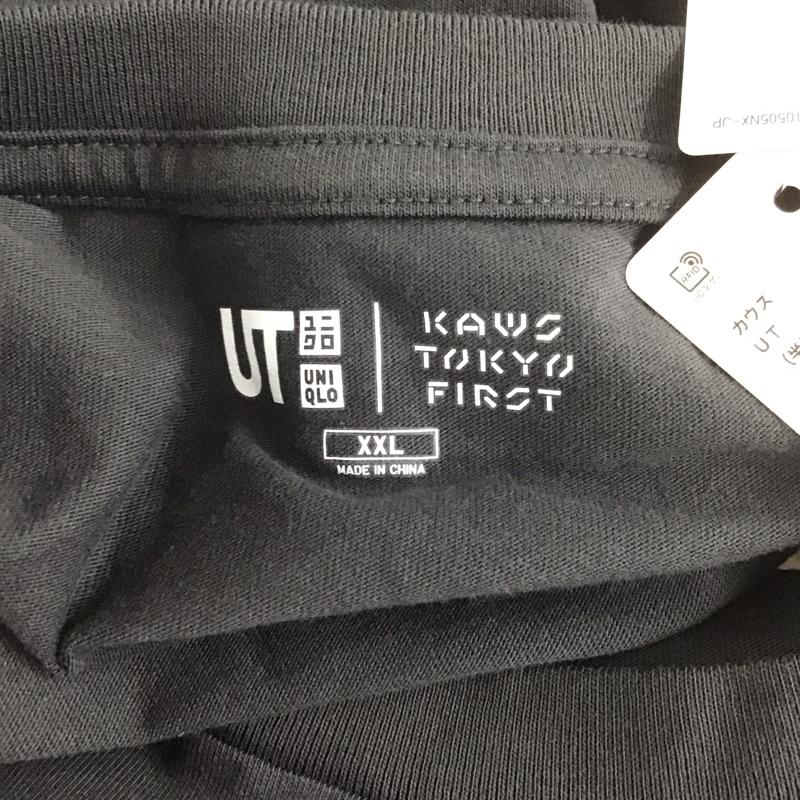 ユニクロ UNIQLO Tシャツ 半袖 341-446311 Tシャツ プリントTシャツ クルーネックカットソー 半袖カットソー XXL プリント 黒 / ブラック /  メンズ USED 古着 中古 10106545