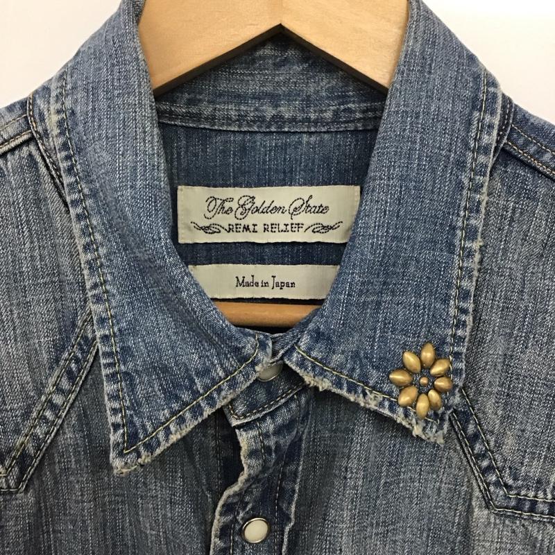 レミ レリーフ REMI RELIEF シャツ、ブラウス 長袖 長袖シャツ デニムシャツ カラーシャツ L 無地 インディゴ / インディゴ /  メンズ USED 古着 中古 10141227