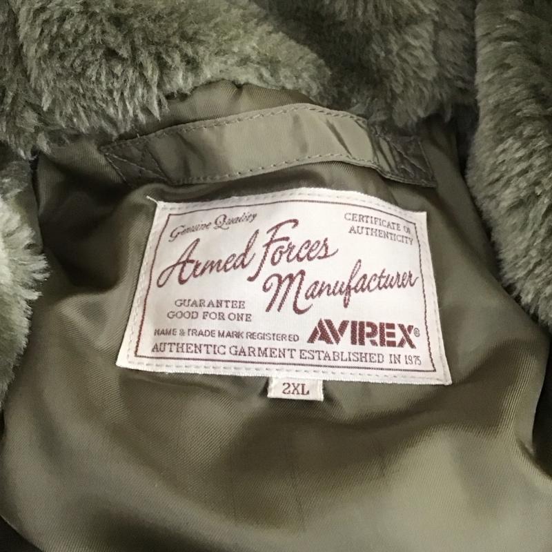 アヴィレックス AVIREX ジャケット、上着 ジャンパー、ブルゾン ジップアップジャケット アウター フード付きジャケット ミリタリージャケット XXL ロゴ、文字 カーキ / カーキ /  メンズ USED 古着 中古 10106657