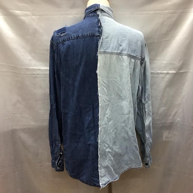 古着 USED シャツ、ブラウス 長袖 長袖シャツ カラーシャツ ポケットシャツ 長袖カットソー デニムシャツ L 無地 インディゴ / インディゴ /  メンズ USED 古着 中古 10117455