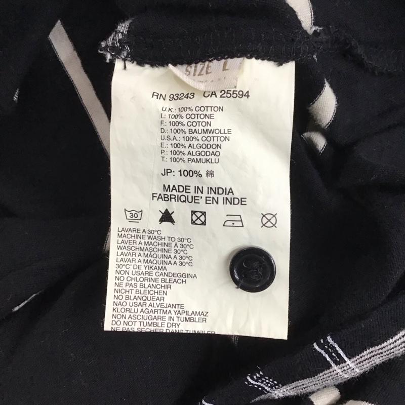 ディーゼル DIESEL カットソー 長袖 長袖カットソー カラーネックカットソー ロングスリーブカットソー プリントTシャツ L ボーダー柄 白 / ホワイト / X 黒 / ブラック /  メンズ USED 古着 中古 10124358