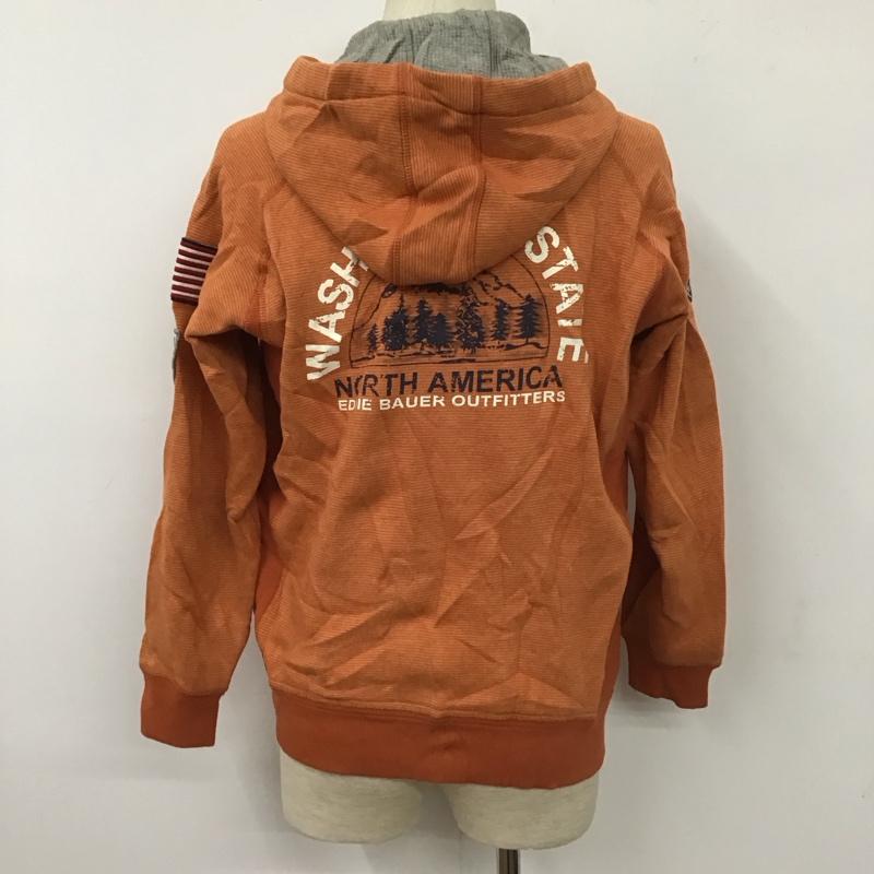 エディーバウアー Eddie Bauer パーカー 長袖 ジップアップパーカー 長袖パーカー プリントスウェット S ロゴ、文字 橙 / オレンジ /  メンズ USED 古着 中古 10112060