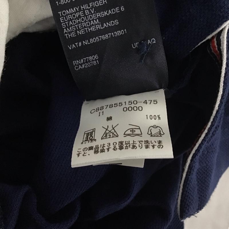 トミーヒルフィガー TOMMY HILFIGER ポロシャツ 半袖 半袖ポロシャツ カラーシャツカットソー 半袖カットソー M ロゴ、文字 紺 / ネイビー /  メンズ USED 古着 中古 10111166