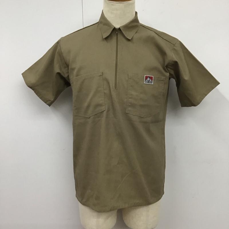 ベンデイビス BEN DAVIS シャツ、ブラウス 半袖 ハーフジップ USA製 S ワンポイント ベージュ / ベージュ /  メンズ USED 古着 中古 10122983