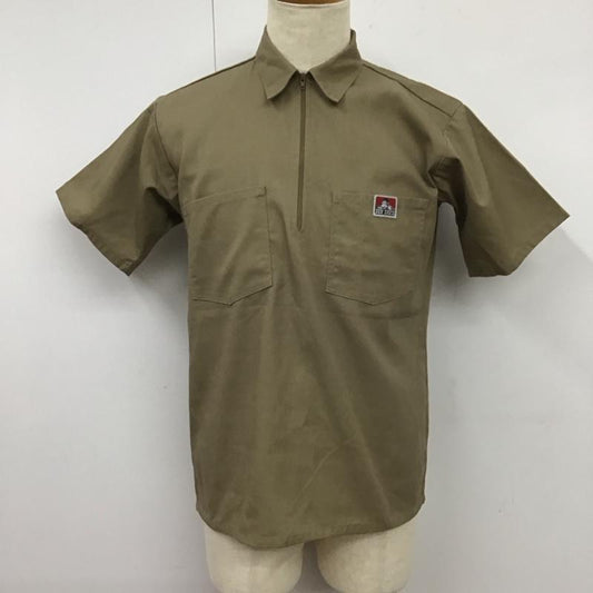 ベンデイビス BEN DAVIS シャツ、ブラウス 半袖 ハーフジップ USA製 S ワンポイント ベージュ / ベージュ /  メンズ USED 古着 中古 10122983