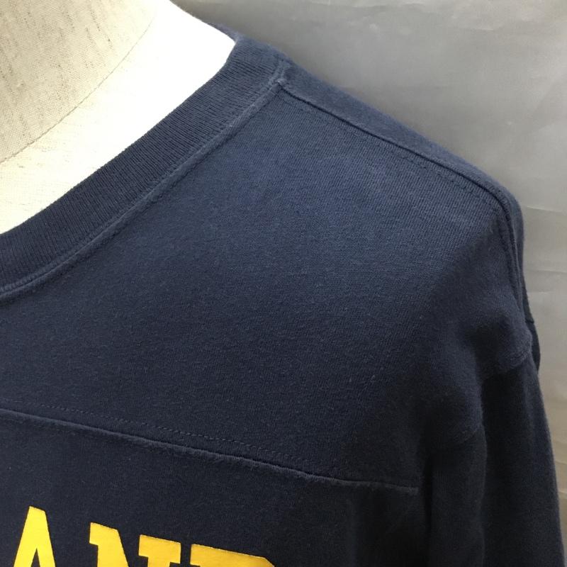 チャンピオン Champion カットソー 七分袖 c3-u422 SLEEVETSHIRT クルーネックカットソー プリントTシャツ L ロゴ、文字 紺 / ネイビー /  メンズ USED 古着 中古 10118693