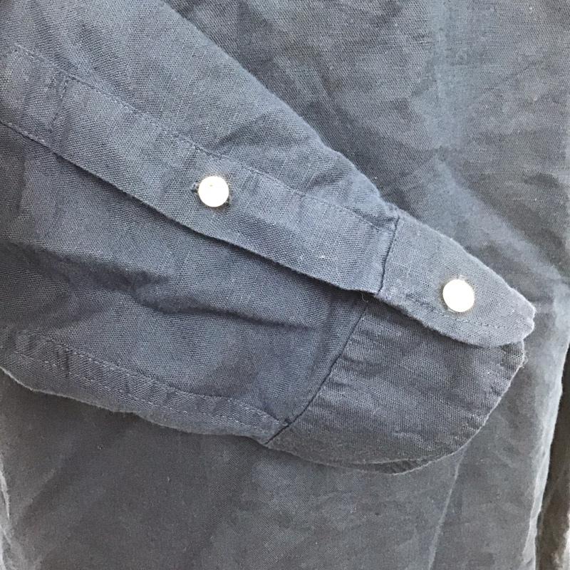 ザラ ZARA シャツ、ブラウス 長袖 長袖シャツ ノーカラーシャツ カジュアルシャツ M 無地 紺 / ネイビー /  メンズ USED 古着 中古 10110400