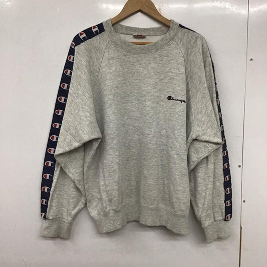 チャンピオン Champion トレーナー 長袖 90s ユーロ企画 サイドライン スウェット クルーネック L ロゴ、文字 灰 / グレー /  メンズ USED 古着 中古 10135737