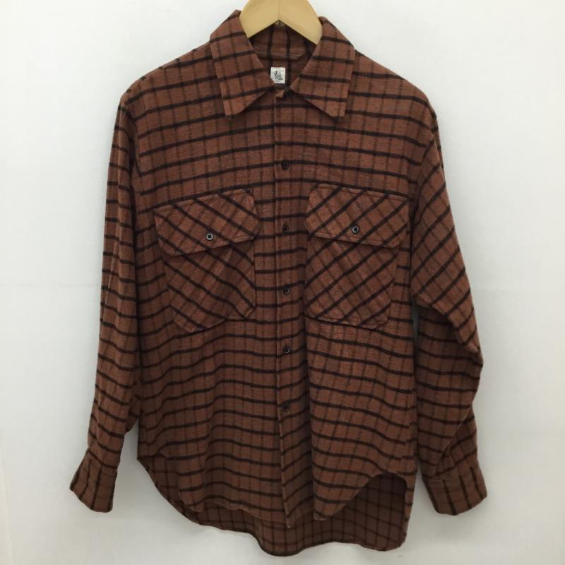 キャプテン サンシャイン Kaptain Sunshine シャツ、ブラウス 長袖 KAPTAIN SUNSHINE キャプテンサンシャイン Cotton Flannel Open Collar Shirt コットンフランネルオープンカラーシャツ 36 格子柄 茶 / ブラウン /  メンズ USED 古着 中古 10135892