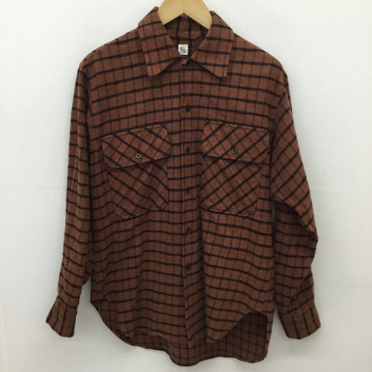キャプテン サンシャイン Kaptain Sunshine シャツ、ブラウス 長袖 KAPTAIN SUNSHINE キャプテンサンシャイン Cotton Flannel Open Collar Shirt コットンフランネルオープンカラーシャツ 36 格子柄 茶 / ブラウン /  メンズ USED 古着 中古 10135892