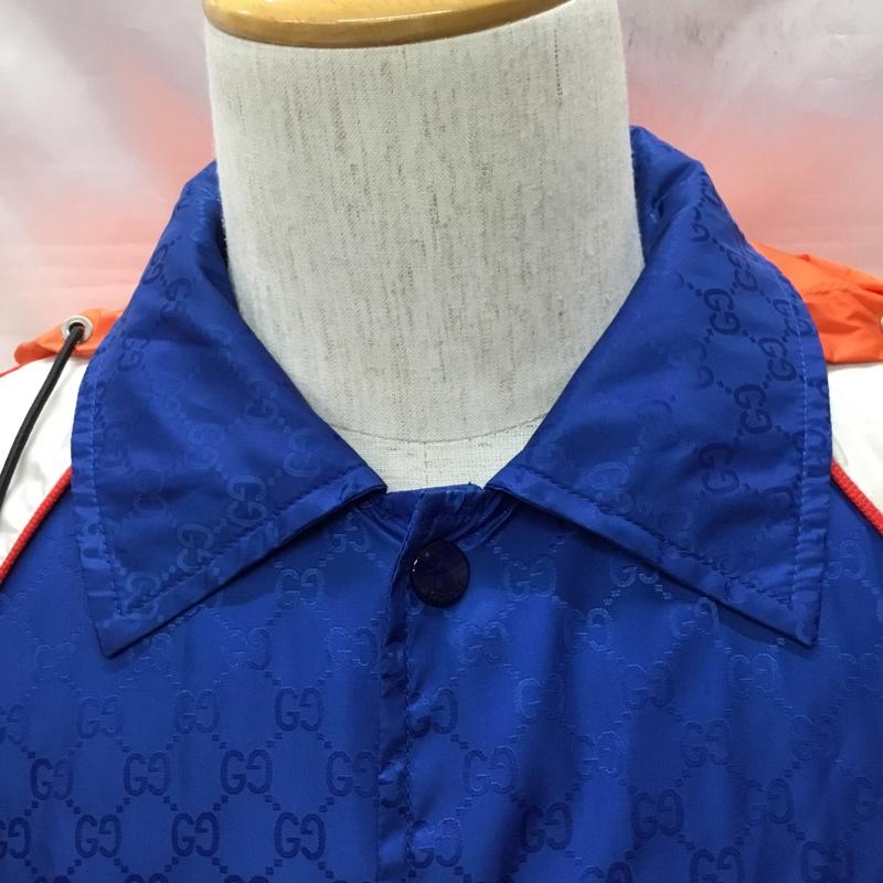 グッチ GUCCI ジャケット、上着 ジャケット、ブレザー 522622 Z4039 ナイロンジャケット GGジャガード 44  青 / ブルー / X 灰 / グレー / X 橙 / オレンジ /  メンズ USED 古着 中古 10117074