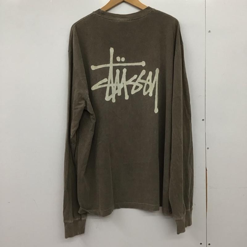ステューシー STUSSY カットソー 長袖 長袖カットソー プリントカットソー クルーネック XL ロゴ、文字 茶 / ブラウン /  メンズ USED 古着 中古 10150599