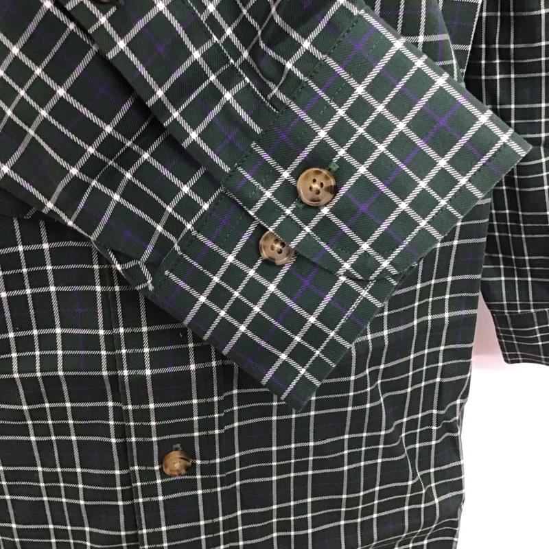 ブルックスブラザーズ BROOKS BROTHERS シャツ、ブラウス 長袖 ボタンダウン 胸ポケット M チェック 緑 / グリーン / X 白 / ホワイト / X 紫 / パープル /  メンズ USED 古着 中古 10112921