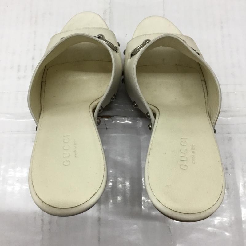 グッチ GUCCI ミュール ミュール 370471 ホースビット サンダル 38 無地 白 / ホワイト / X 茶 / ブラウン /  レディース USED 古着 中古 10106634