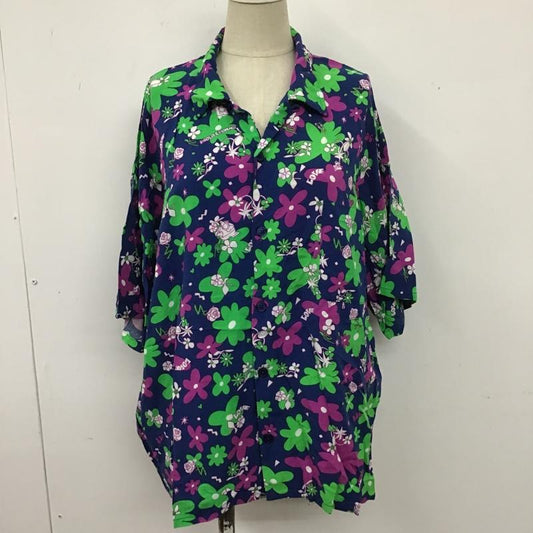 ロデオクラウンズ Rodeo Crowns シャツ、ブラウス 半袖 420fsa01-042m MATTFLOWERシャツ 半袖シャツ アロハシャツ プリントシャツ FREE プリント 紺 / ネイビー /  レディース USED 古着 中古 10105922