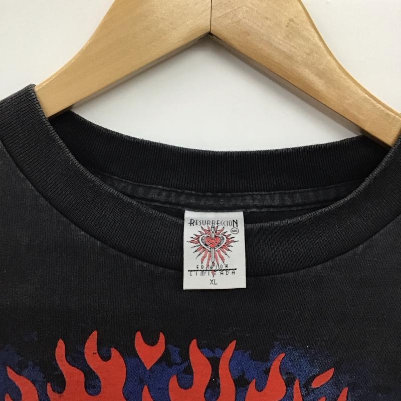 リザレクション RESURRECTION カットソー 長袖 長袖カットソー プリントカットソー クルーネック バンドTシャツ XL プリント ダークグレー / ダークグレー /  メンズ USED 古着 中古 10150418