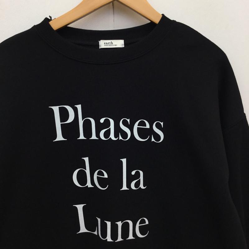 アースミュージックアンドエコロジー earth music&ecology トレーナー 長袖 1L47L1G0100 FREE ロゴ、文字 黒 / ブラック /  レディース USED 古着 中古 10142553