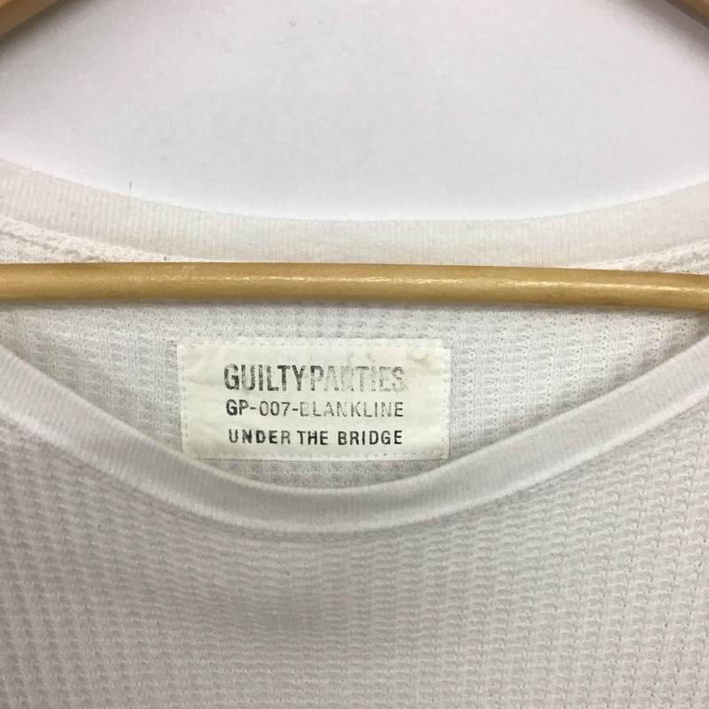 ギルティーパーティーズ GUILTYPARTIES カットソー 長袖 長袖カットソー 無地カットソー クルーネック ワッフル L ロゴ、文字 白 / ホワイト /  メンズ USED 古着 中古 10140566