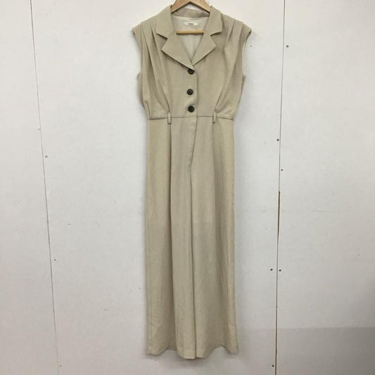 ムルーア MURUA ワンピース ロングスカート 012330302101-01 ウエストベルトワイドロンパース オールインワン ノースリーブ ワイドパンツ FREE 無地 アイボリー / アイボリー /  レディース USED 古着 中古 10138396