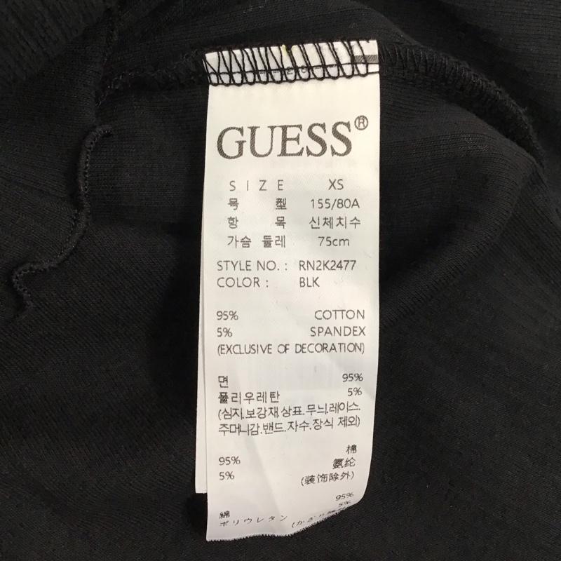 ゲス Guess カットソー 半袖 半袖カットソー ニットカットソー Vネックカットソー XS ロゴ、文字 黒 / ブラック /  レディース USED 古着 中古 10116354