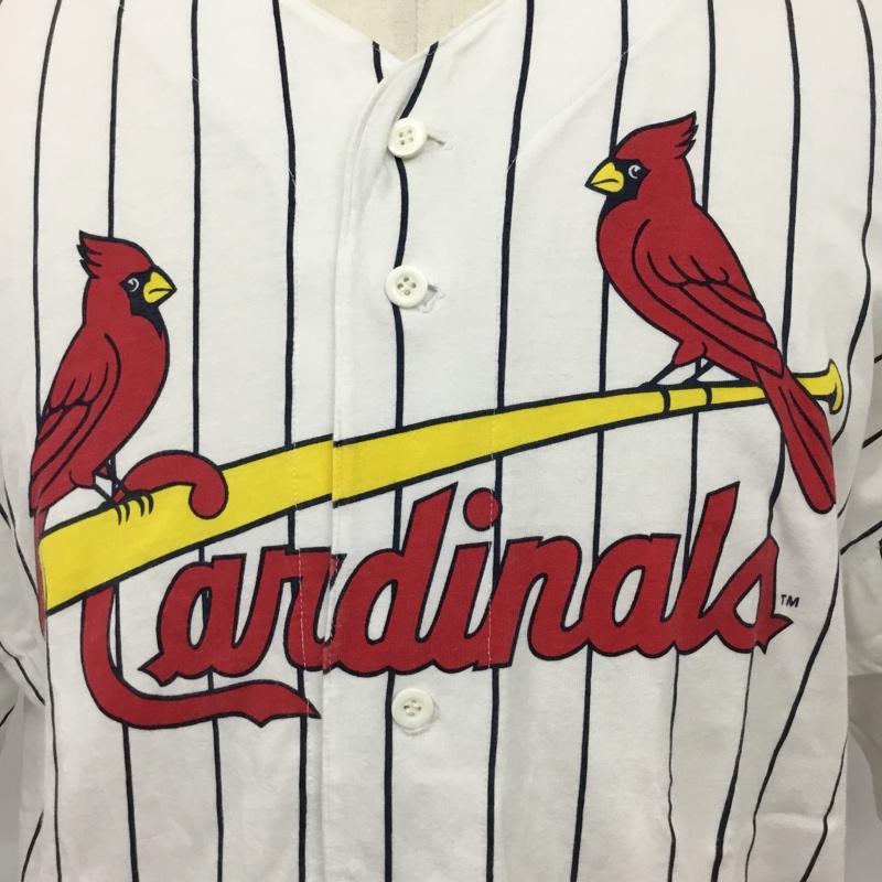 古着 USED シャツ、ブラウス 半袖 半袖シャツ ノーカラーシャツ 半袖カットソー プリントシャツ ストライプ 白 / ホワイト /  メンズ USED 古着 中古 10120820