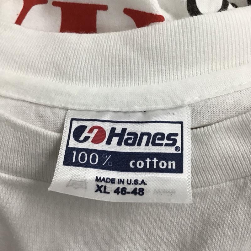 ヘインズ HANES Tシャツ 半袖 半袖カットソー プリントTシャツ クルーネックカットソー バンドTシャツ XL プリント 白 / ホワイト /  メンズ USED 古着 中古 10150407