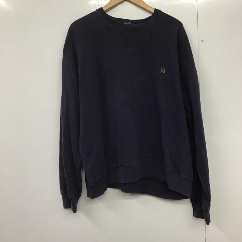トミーヒルフィガー TOMMY HILFIGER トレーナー 長袖 長袖トレーナー スウェット クルーネック プルオーバー XXL ロゴ、文字 紺 / ネイビー /  メンズ USED 古着 中古 10141900