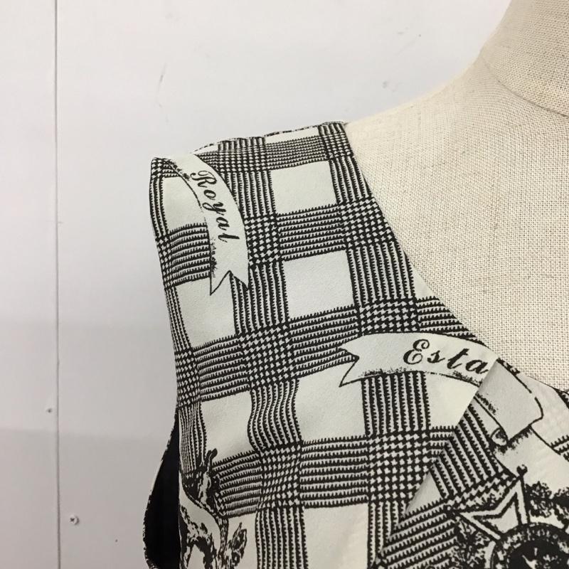 ロイスクレヨン LOISCRAYON ワンピース ひざ丈スカート 13001606 ノースリーブ M 総柄 黒 / ブラック /  レディース USED 古着 中古 10114556