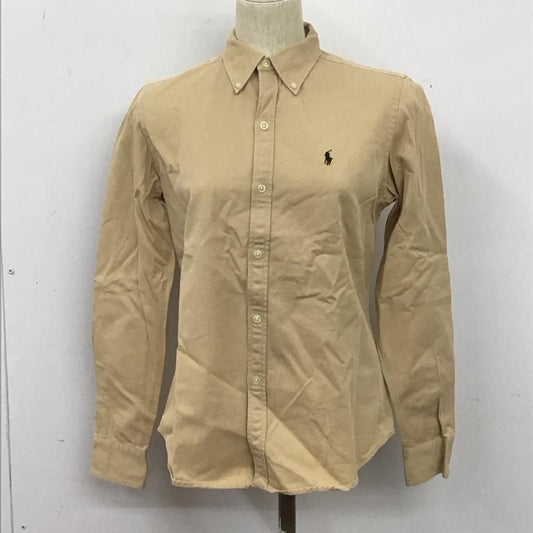 ラルフローレン RALPHLAUREN シャツ、ブラウス 長袖 長袖シャツ 無地シャツ カラーシャツ ボタンダウンシャツ ロゴ、文字 ベージュ / ベージュ /  レディース USED 古着 中古 10125249