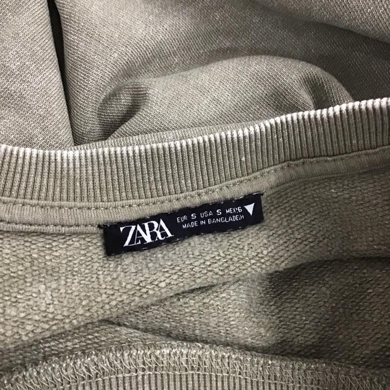 ザラ ZARA トレーナー 長袖 長袖トレーナー スウェット クルーネック プルオーバー S 無地 カーキ / カーキ /  レディース USED 古着 中古 10125966