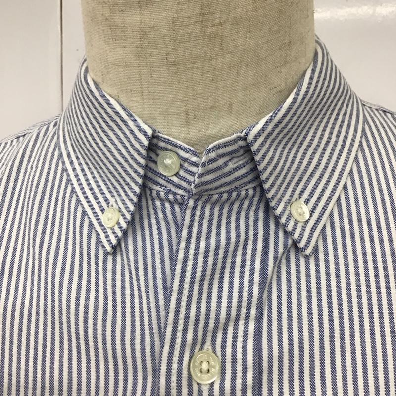 ビームス BEAMS シャツ、ブラウス 半袖 半袖シャツ カラーシャツ 半袖カットソー ストライプシャツ L ストライプ 白 / ホワイト / X 水色 / ライトブルー /  メンズ USED 古着 中古 10117959