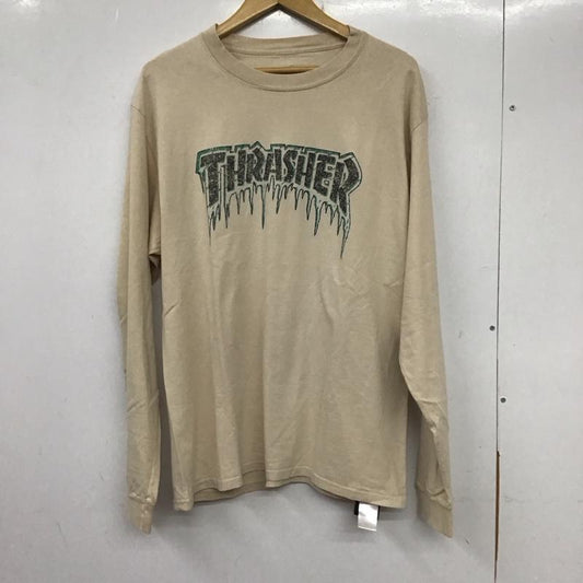 スラッシャー THRASHER カットソー 長袖 長袖カットソー プリントカットソー クルーネック L ロゴ、文字 ベージュ / ベージュ /  メンズ USED 古着 中古 10137164