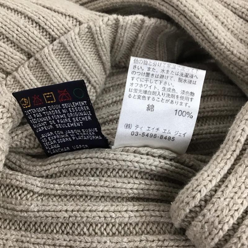 トミーヒルフィガー TOMMY HILFIGER ニット、セーター 長袖 長袖ニットカットソー クルーネック セーター L ロゴ、文字 ベージュ / ベージュ /  メンズ USED 古着 中古 10132379