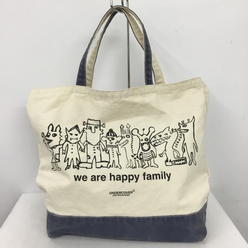 アンダーカバー UNDERCOVER トートバッグ トートバッグ We are happy family ショルダー 2WAY プリント 紺 / ネイビー / X アイボリー / アイボリー /  メンズ USED 古着 中古 10148887
