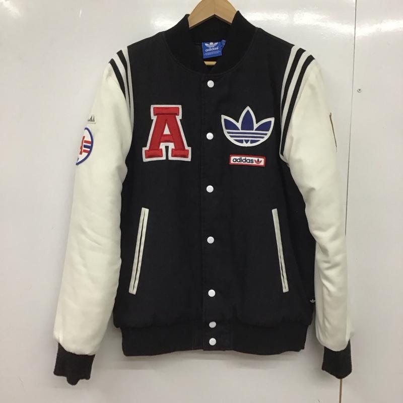 アディダス adidas ジャケット、上着 ジャンパー、ブルゾン m33846 スタジャン アウター L ロゴ、文字 白 / ホワイト / X 黒 / ブラック /  メンズ USED 古着 中古 10149004
