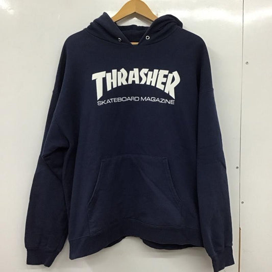 スラッシャー THRASHER パーカー 長袖 長袖パーカー プルオーバーパーカー スウェット L ロゴ、文字 紺 / ネイビー /  メンズ USED 古着 中古 10137844