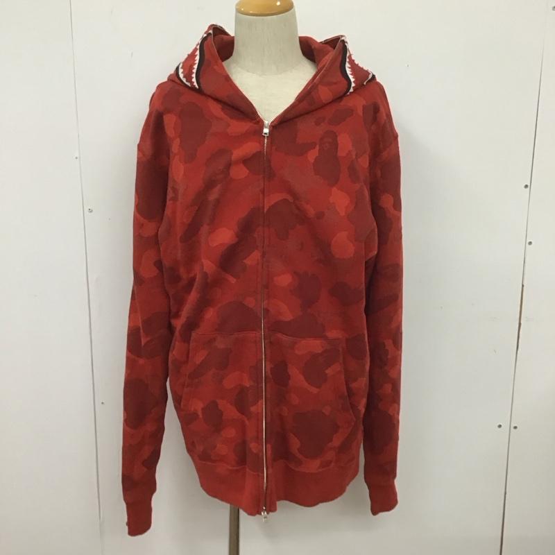 アベイシングエイプ A BATHING APE パーカー 長袖 ジップアップパーカー 長袖パーカー フード付きパーカー 総柄 赤 / レッド /  メンズ USED 古着 中古 10107434